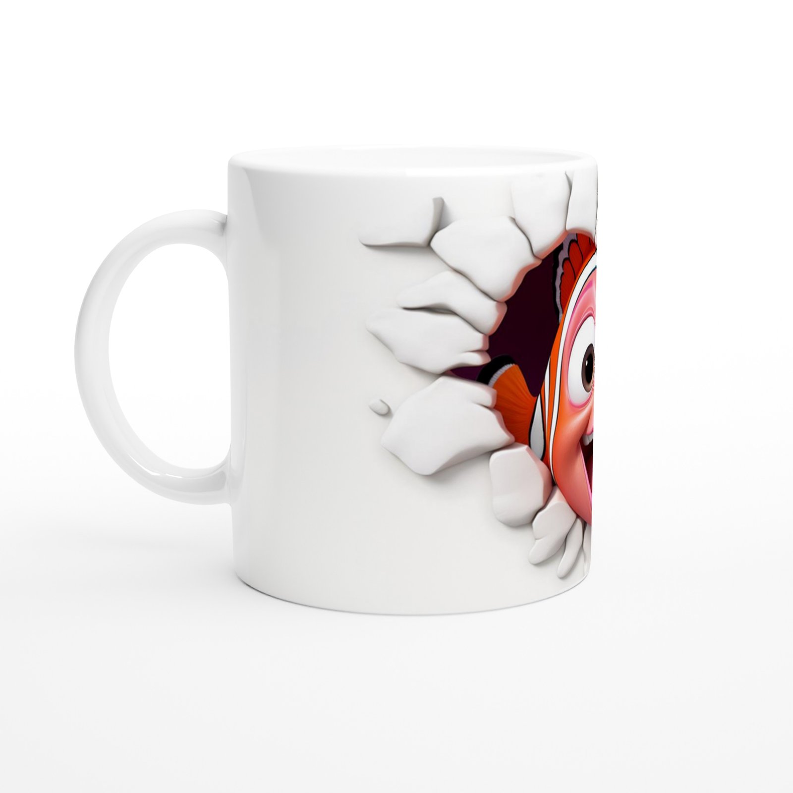 Çatlak Duvardan Bakan Palyaço Balığı Temalı Baskılı Kupa Bardak - 2