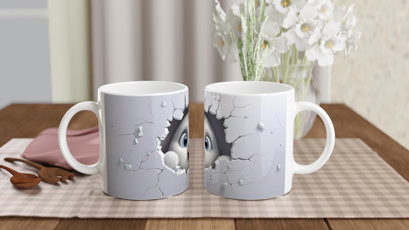 Çatlak Duvardan Bakan Penguen Yavrusu Temalı Baskılı Kupa Bardak - 5