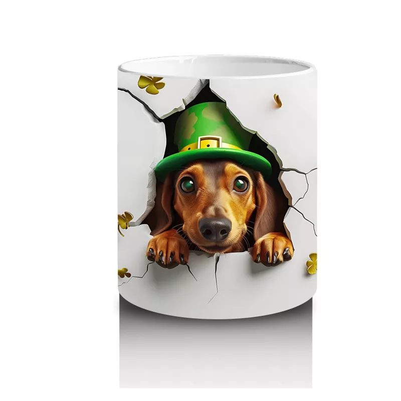 Çatlak Duvardan Bakan Şapkalı Beagle – Baskılı Kahve Kupası - 3