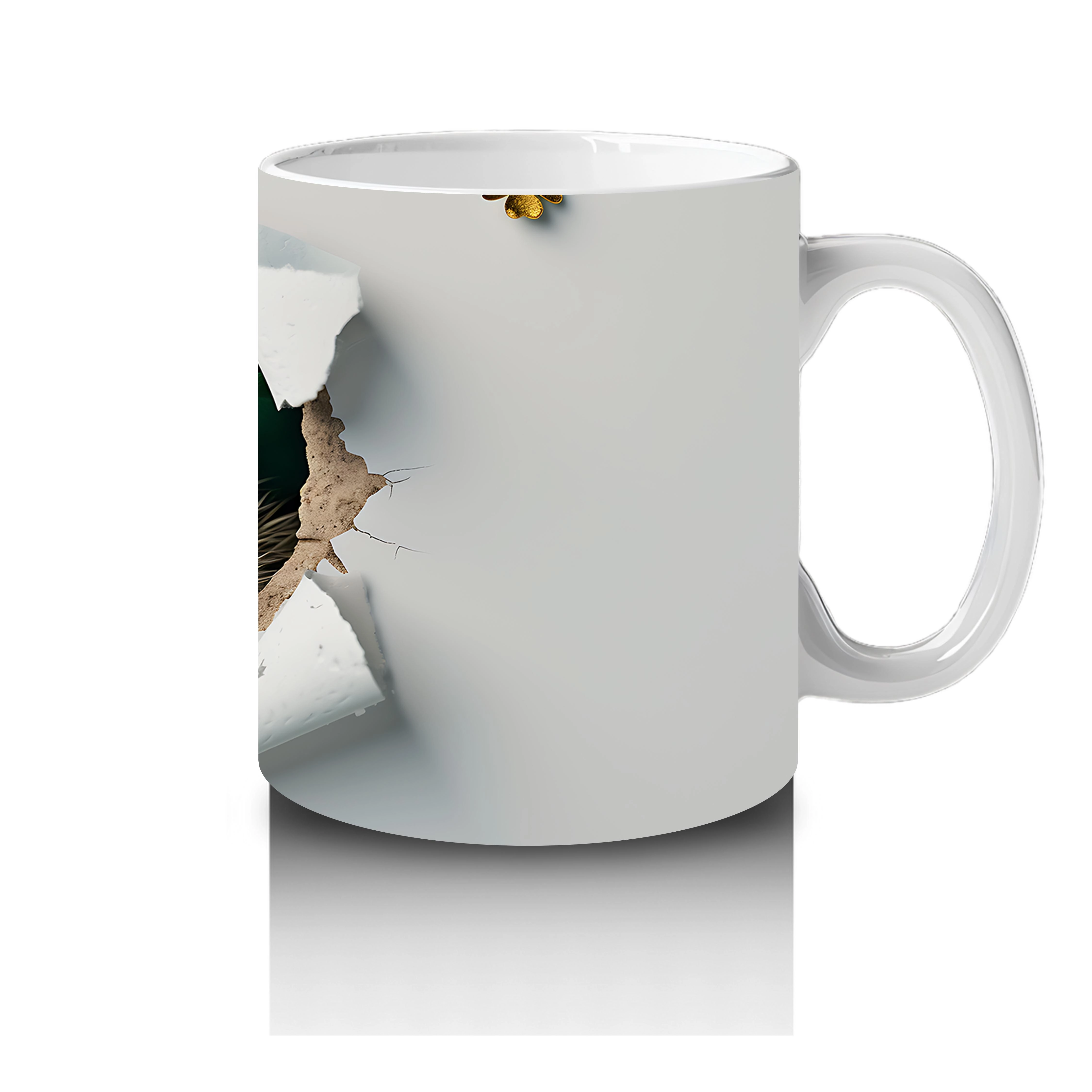 Çatlak Duvardan Bakan Şapkalı Kirpi – Baskılı Kahve Kupası - 4