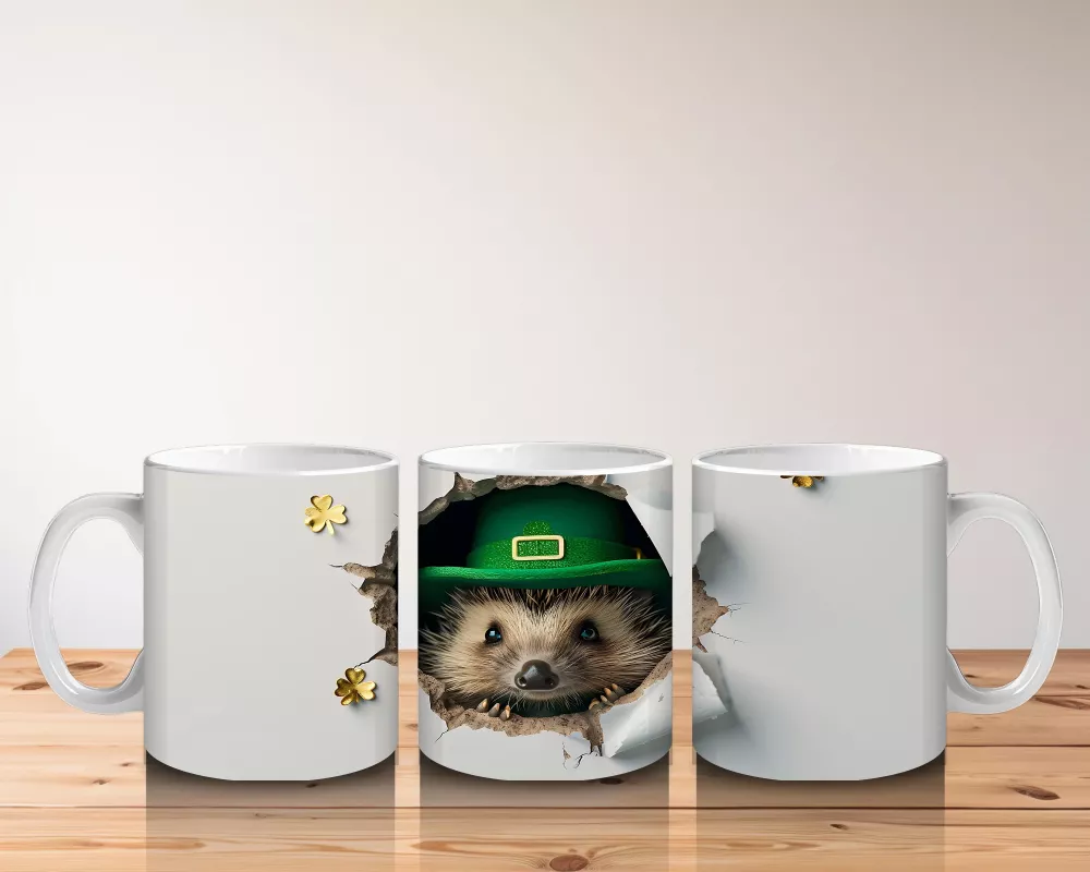 Çatlak Duvardan Bakan Şapkalı Kirpi – Baskılı Kahve Kupası - 5