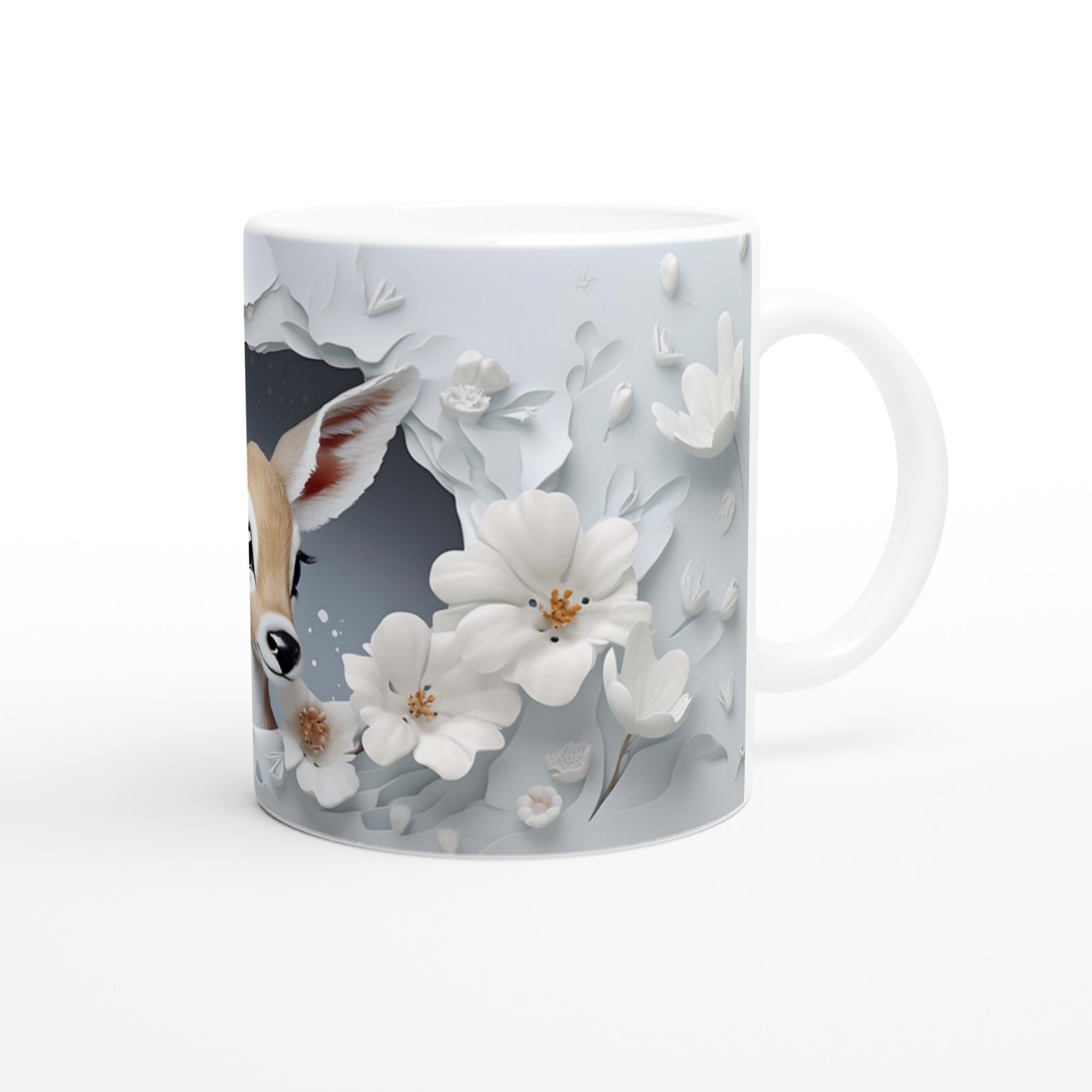 Çatlak Duvardan Bakan Sevimli Geyik Temalı Baskılı Kupa Bardak - 3