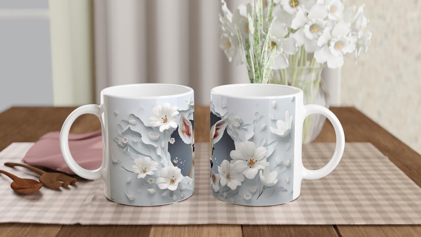 Çatlak Duvardan Bakan Sevimli Geyik Temalı Baskılı Kupa Bardak - 5