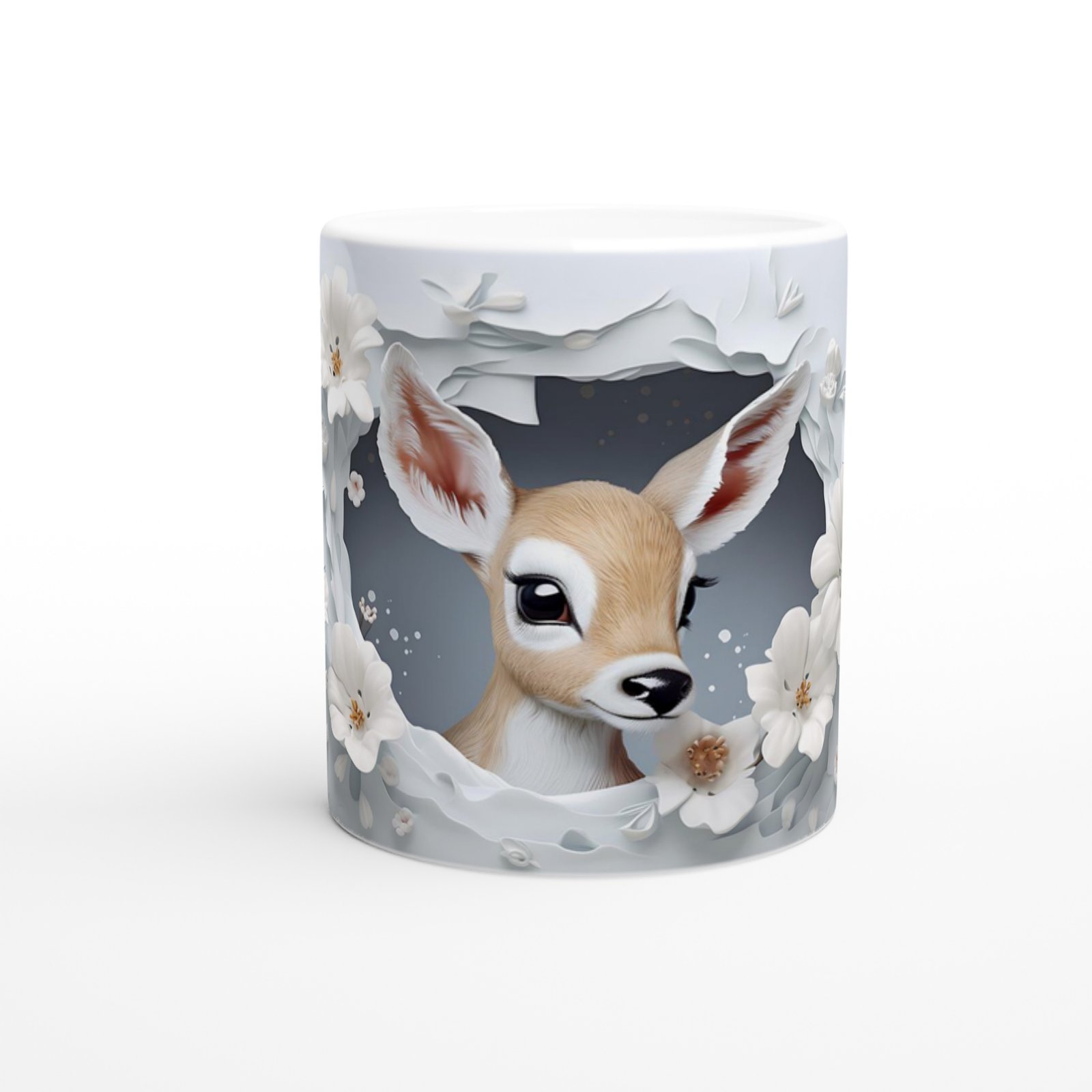 Çatlak Duvardan Bakan Sevimli Geyik Temalı Baskılı Kupa Bardak