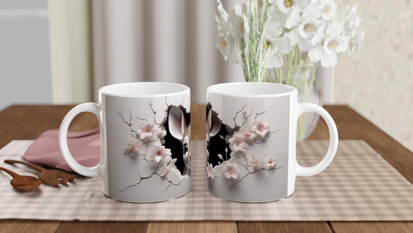 Çatlak Duvardan Bakan Sevimli Geyik Yavrusu Temalı Baskılı Kupa Bardak - 5