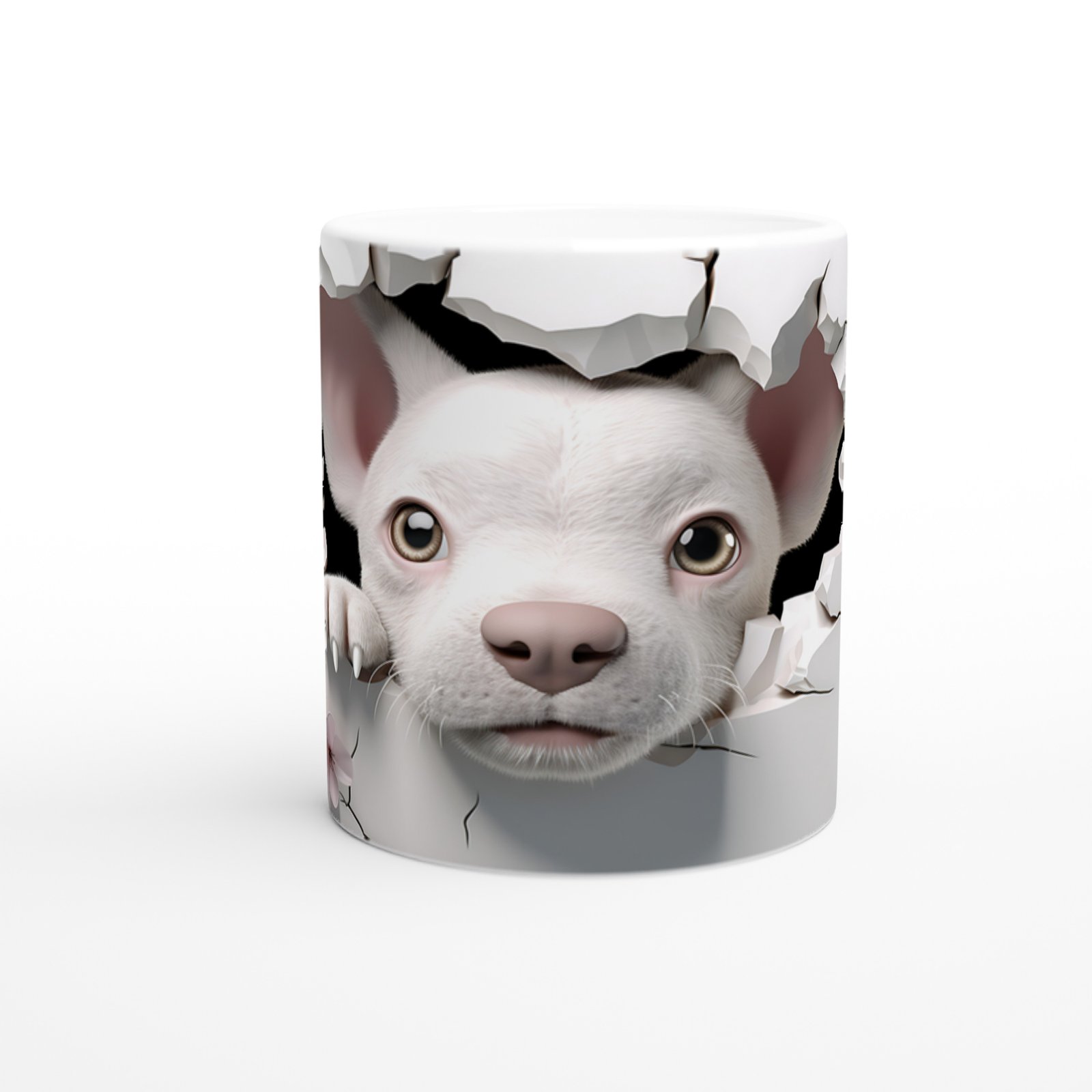 Çatlak Duvardan Bakan Sevimli Köpek Temalı Baskılı Kupa Bardak