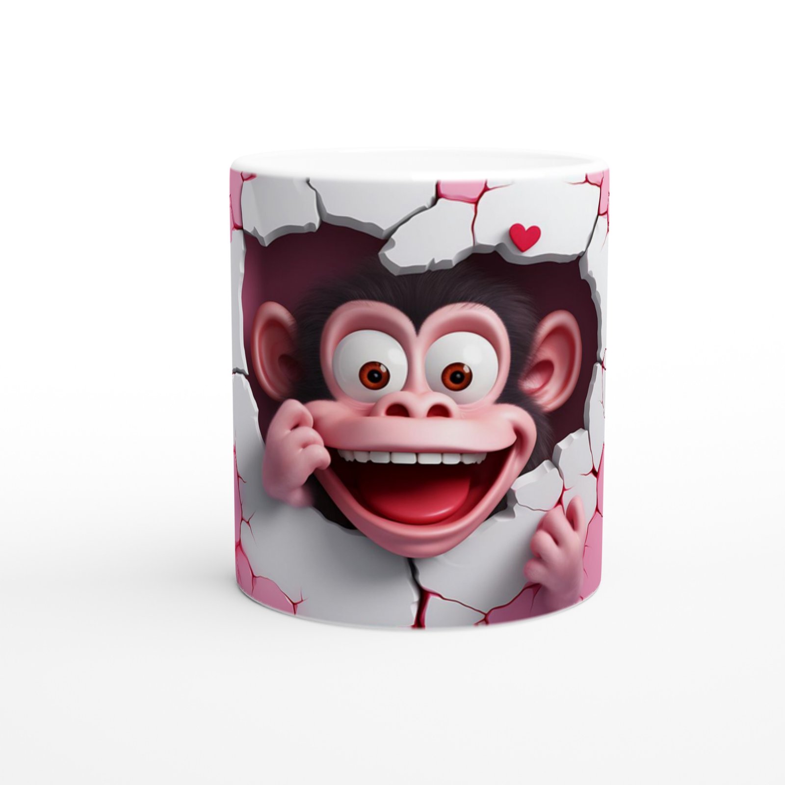 Çatlak Duvardan Bakan Sevimli Maymun Temalı Baskılı Kupa Bardak - 2