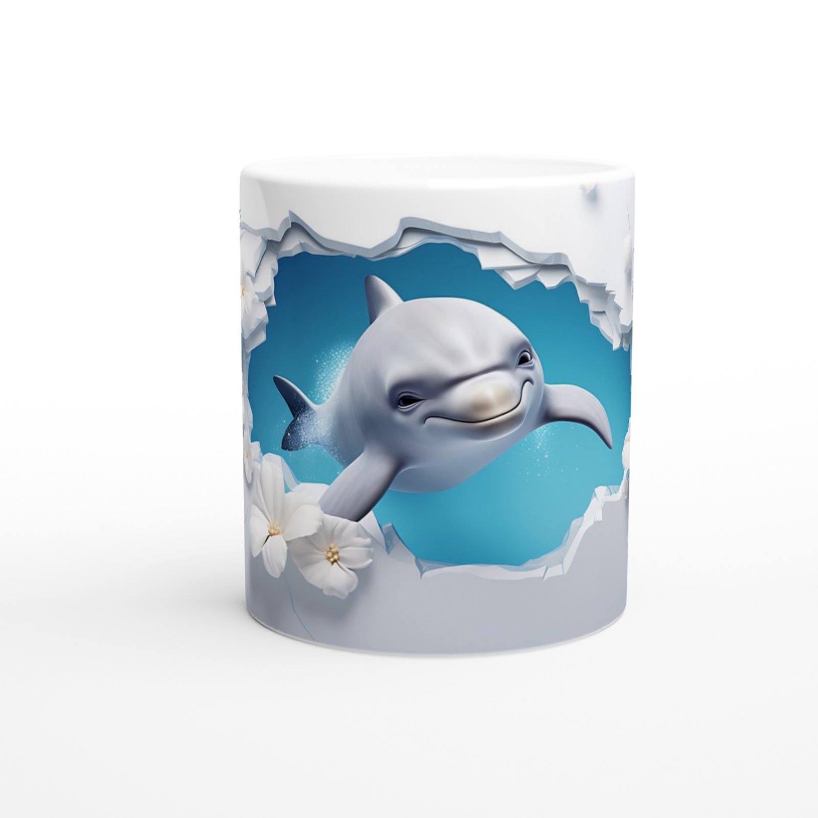 Çatlak Duvardan Bakan Sevimli Yunus Temalı Baskılı Kupa Bardak