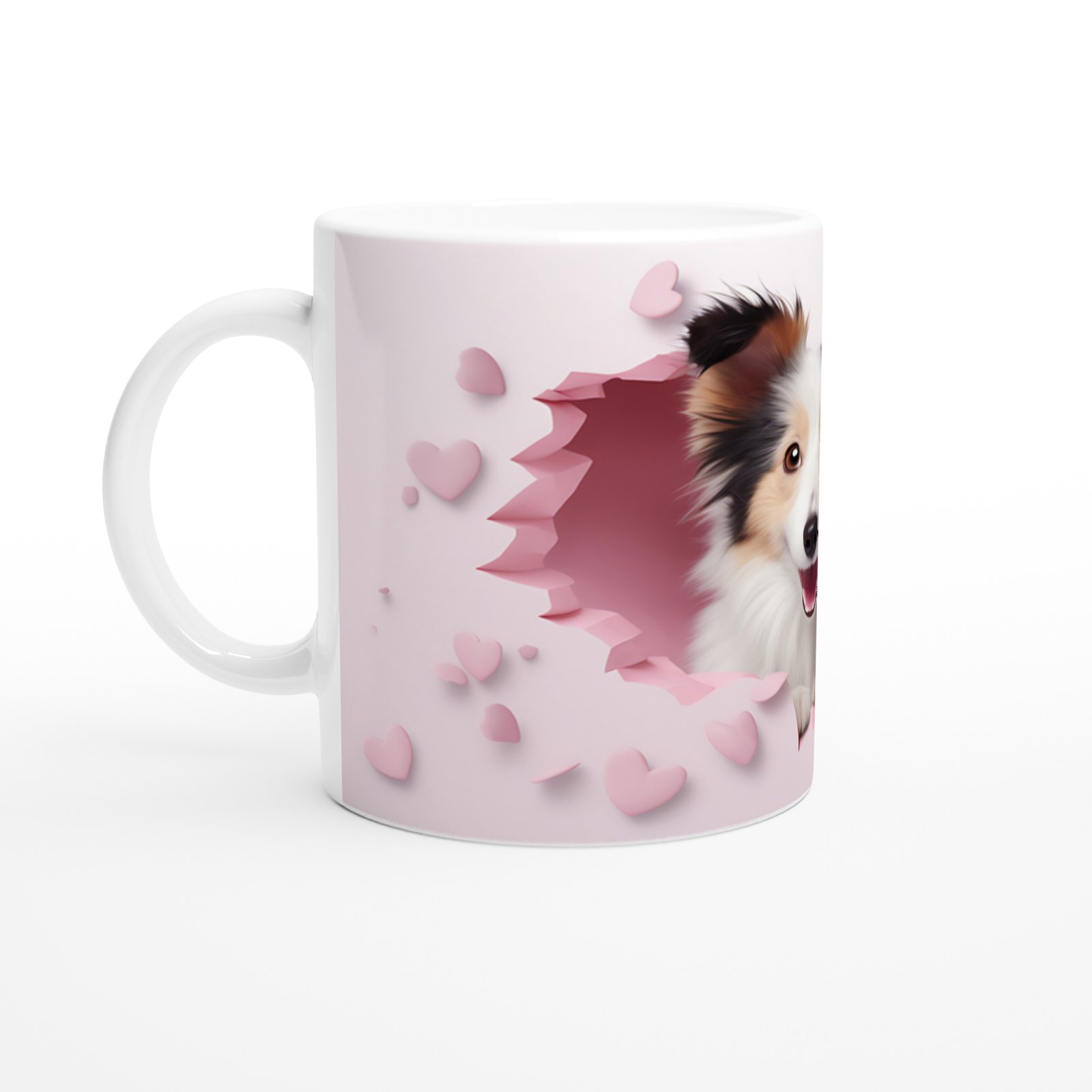 Çatlak Duvardan Bakan Sheltie Temalı Baskılı Kupa Bardak - 2