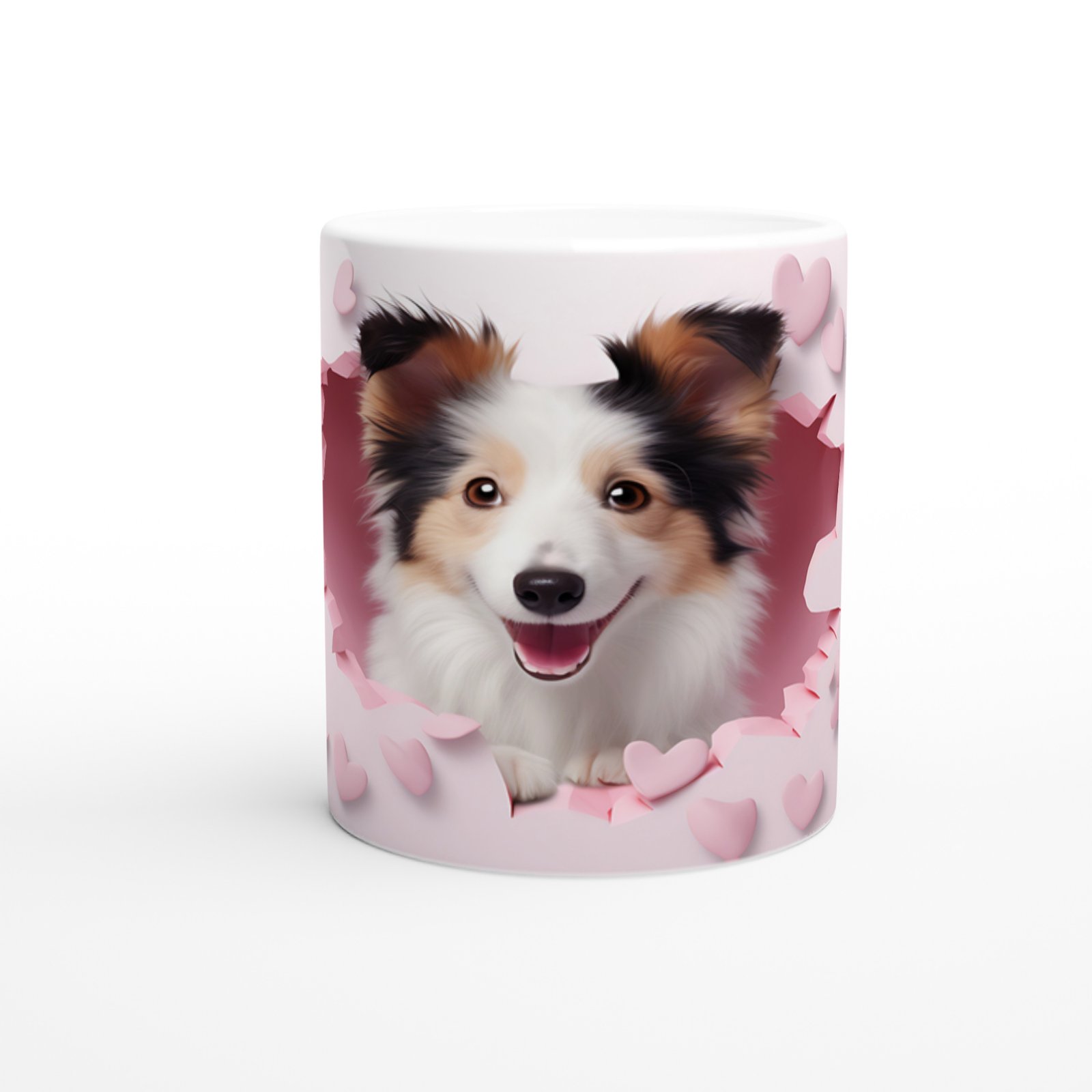 Çatlak Duvardan Bakan Sheltie Temalı Baskılı Kupa Bardak