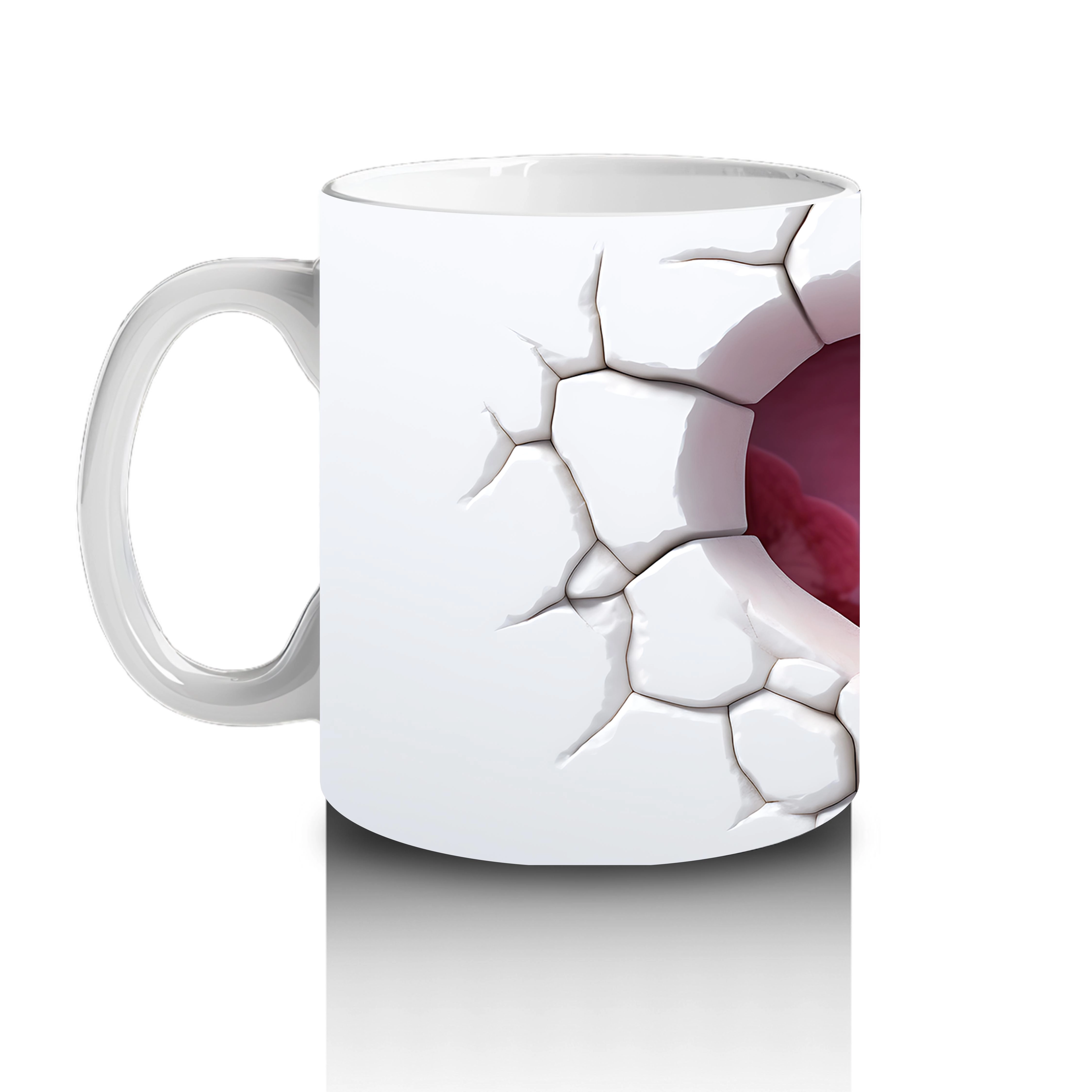 Çatlak Kalpten Bakan Sevimli Kaplumbağa Maskot – Baskılı Kahve Kupası - 2