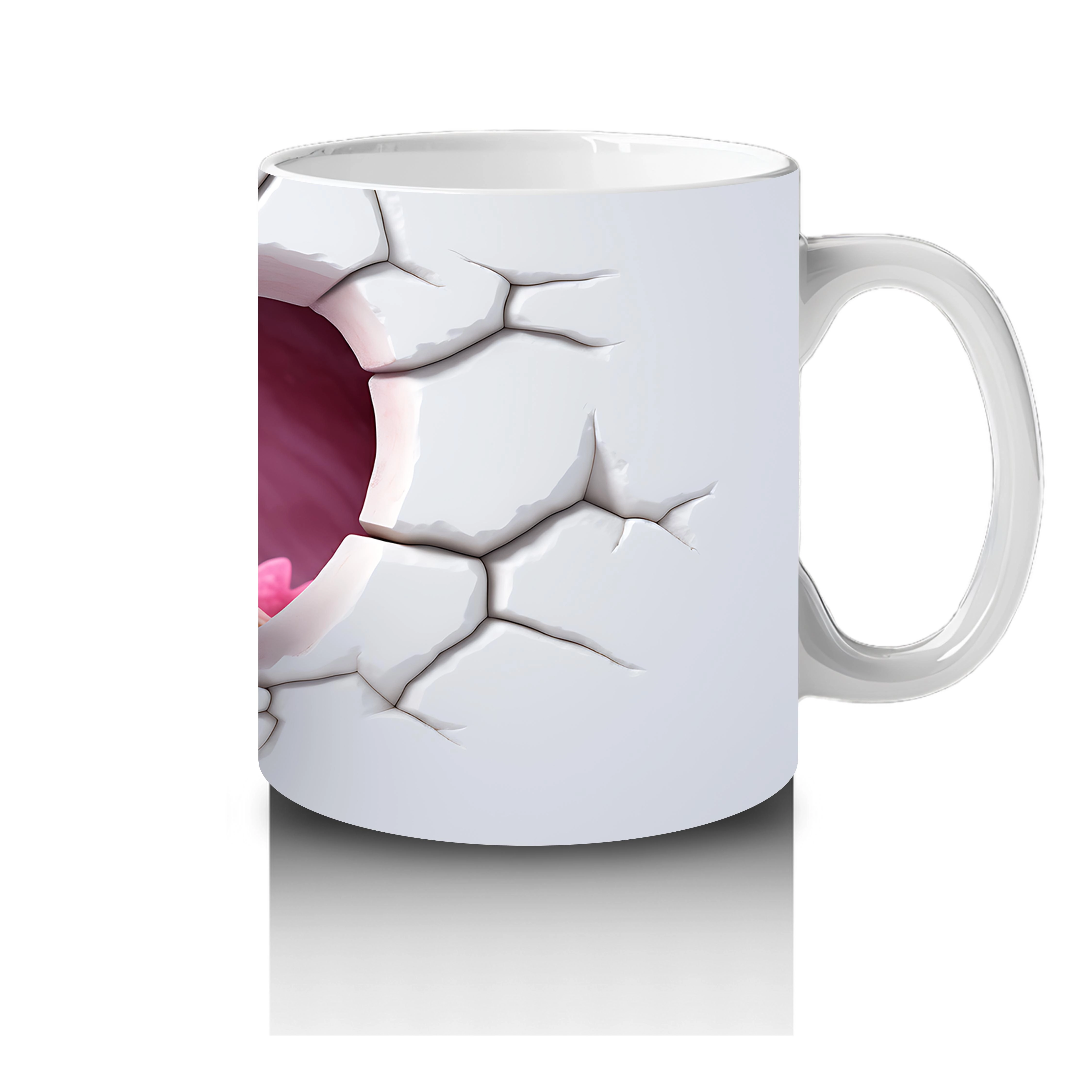 Çatlak Kalpten Bakan Sevimli Kaplumbağa Maskot – Baskılı Kahve Kupası - 4