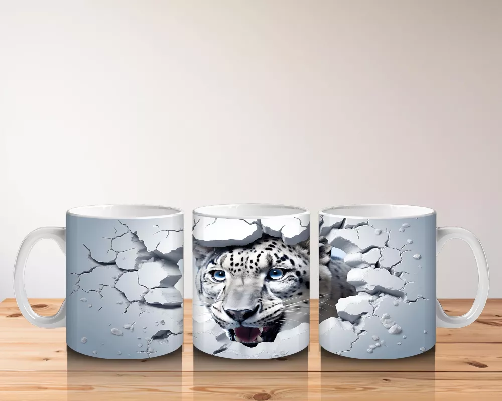 Çatlak Zemin Arasında Kaplan Figürü – Baskılı Kahve Kupası - 5