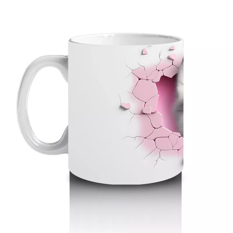 Çatlak Zeminden Bakan Sevimli Husky İllüstrasyonu - Baskılı kahve kupası - 2