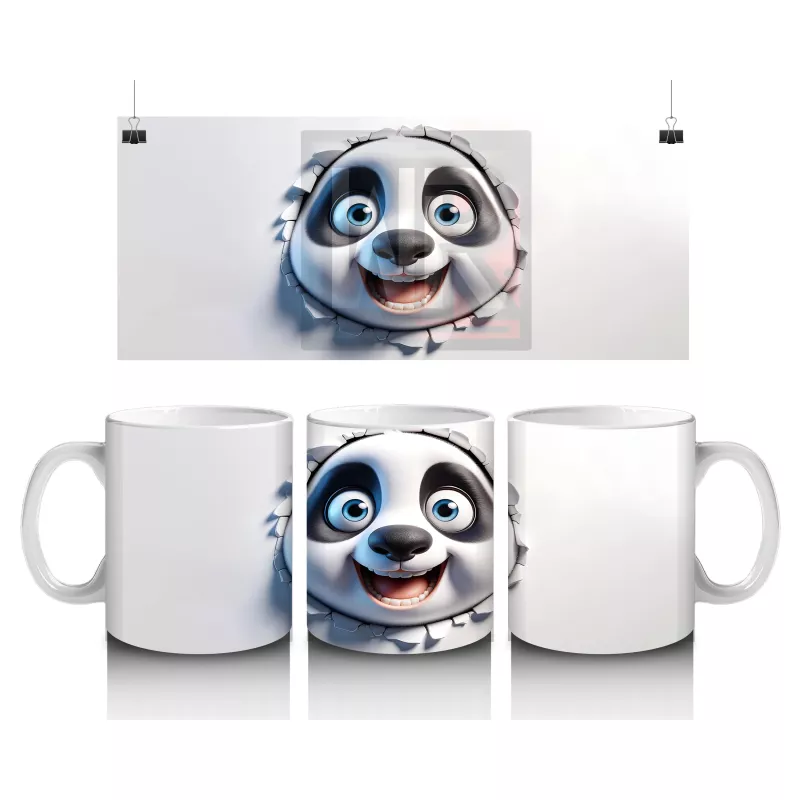 Çatlak Zeminden Bakan Sevimli Panda Karakteri - Baskılı kahve kupası