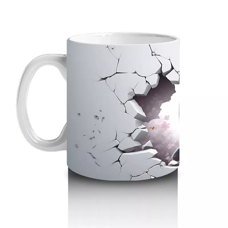 Çatlak Zeminden Bakan Sevimli Penguen İllüstrasyonu - Baskılı kahve kupası - 2