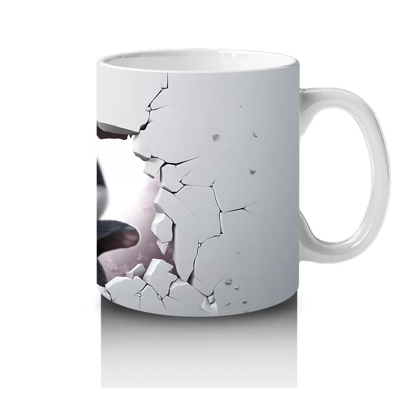 Çatlak Zeminden Bakan Sevimli Penguen İllüstrasyonu - Baskılı kahve kupası - 4