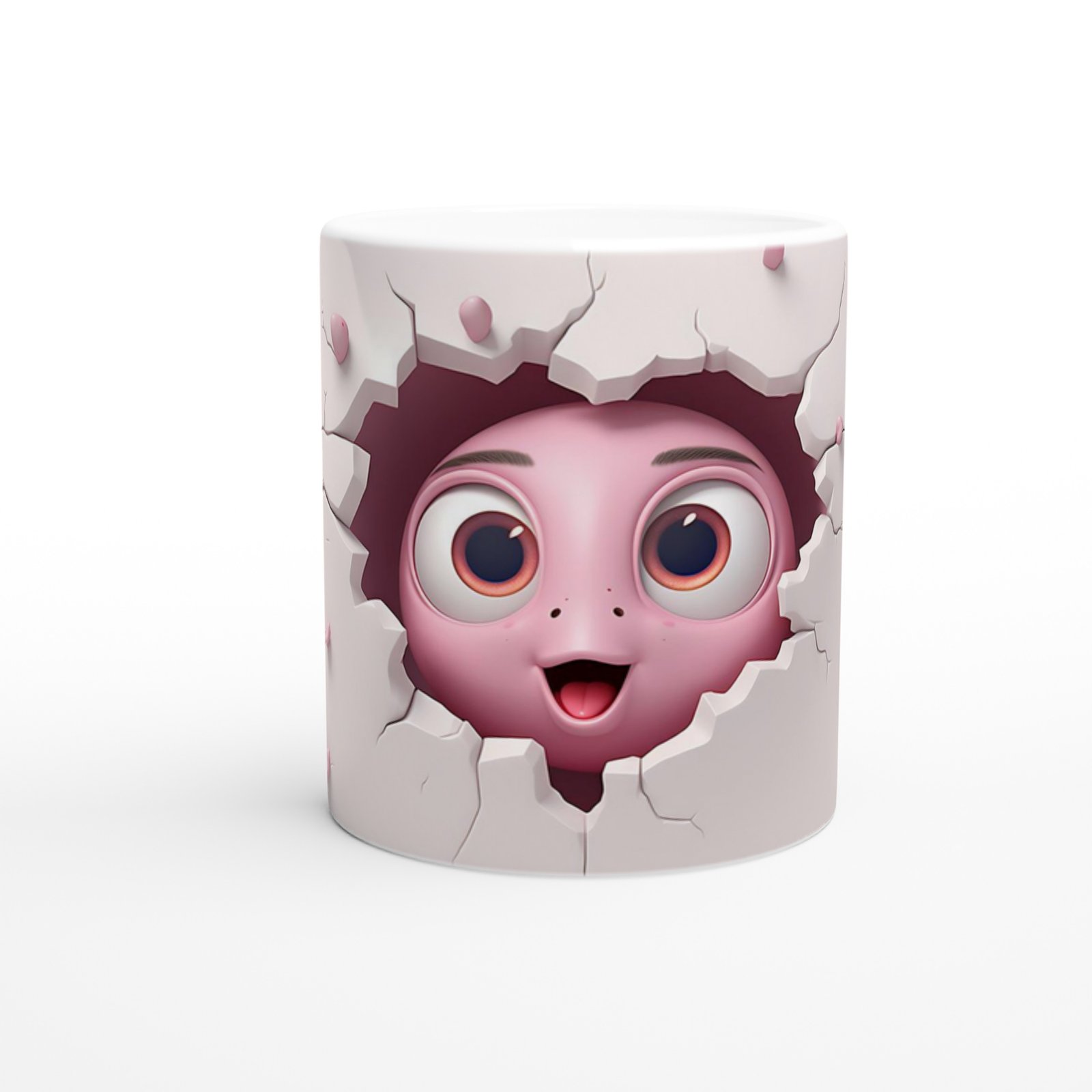 Çatlaktan Bakan Karikatürik Yüzlü Sevimli Canlı Temalı Baskılı Kupa Bardak