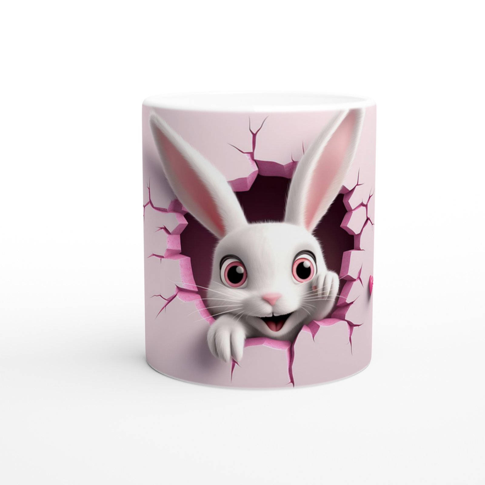 Çatlaktan Bakan Neşeli Tavşan Temalı Baskılı Kupa Bardak