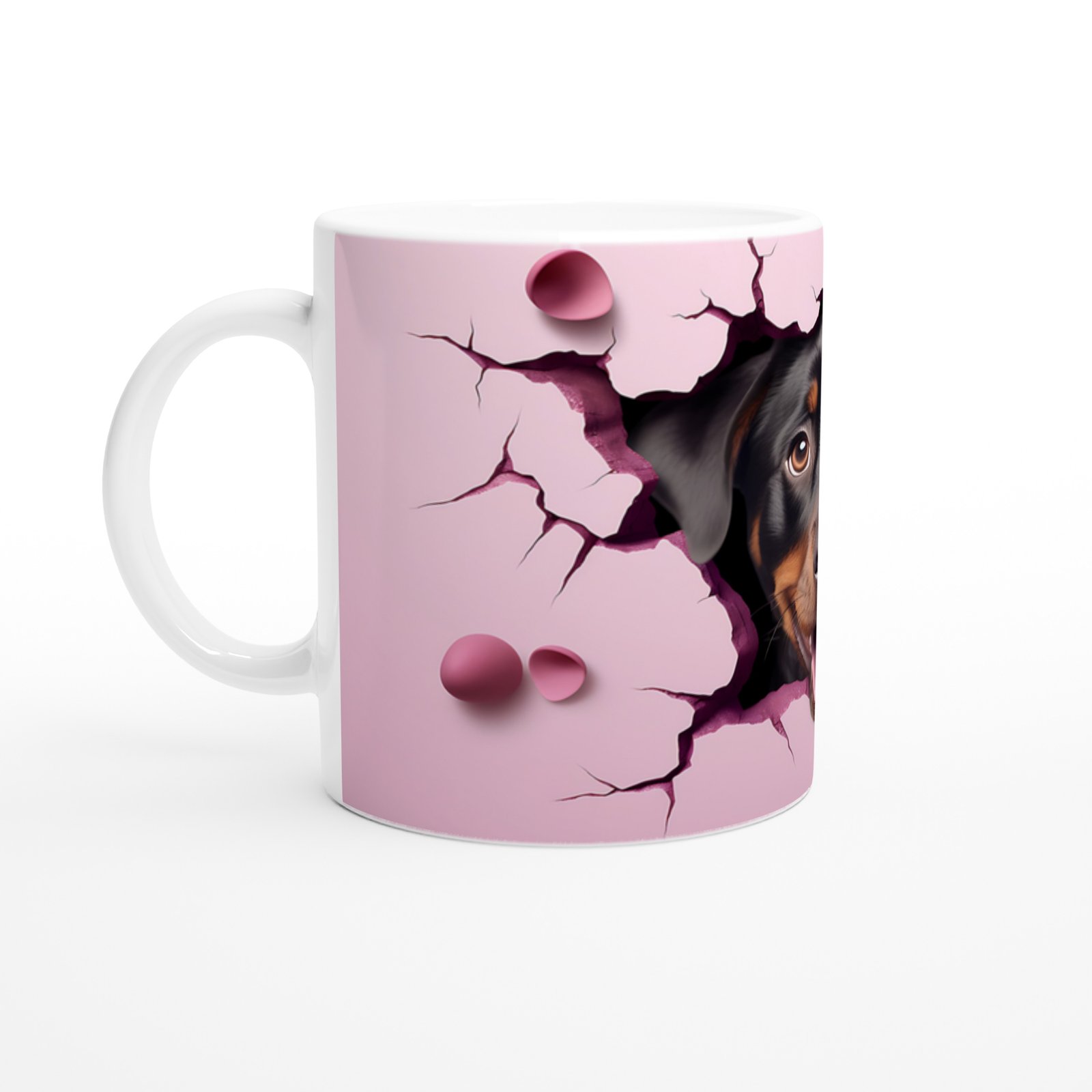 Çatlaktan Bakan Rottweiler Temalı Baskılı Kupa Bardak - 2