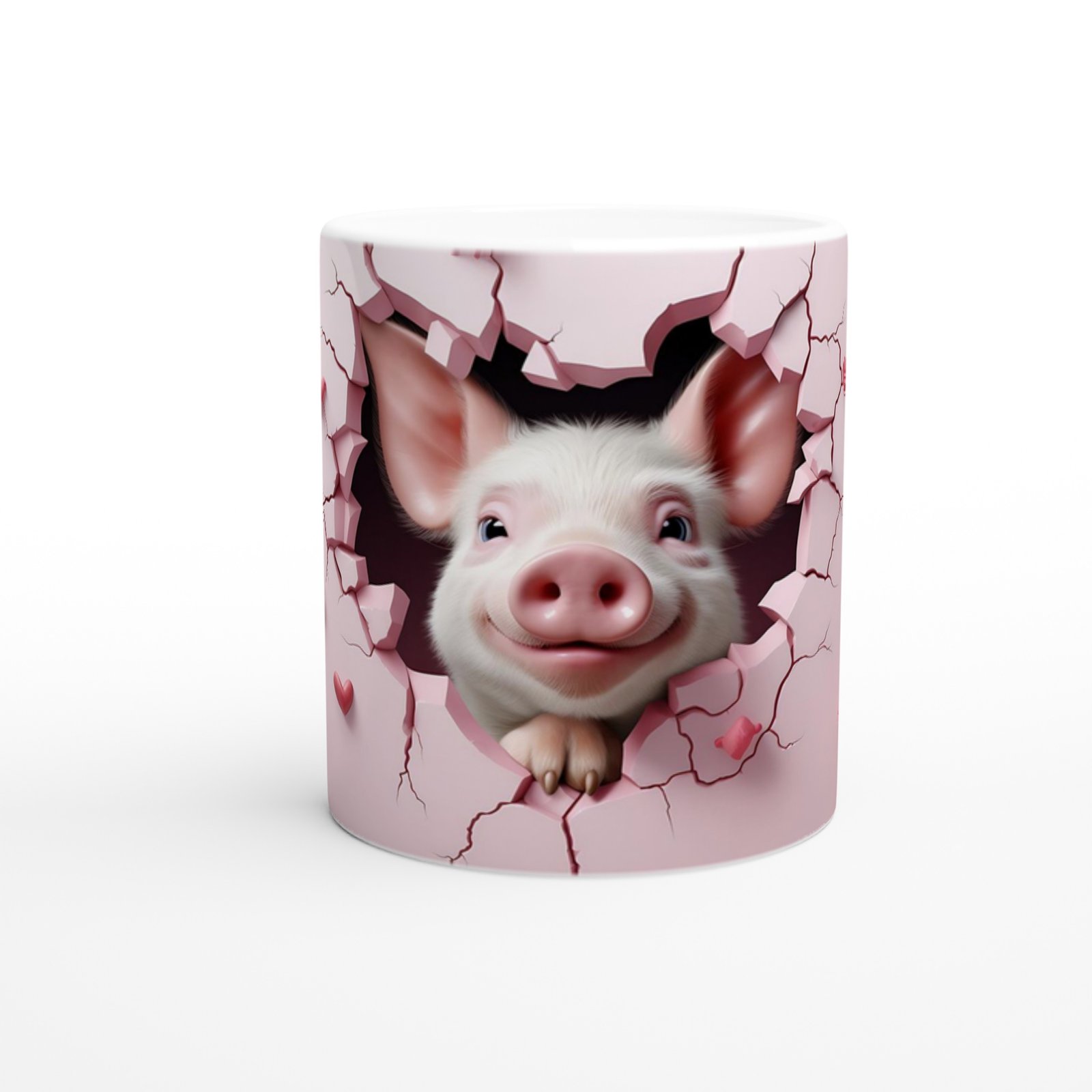 Çatlaktan Bakan Sevimli Domuz Temalı Baskılı Kupa Bardak