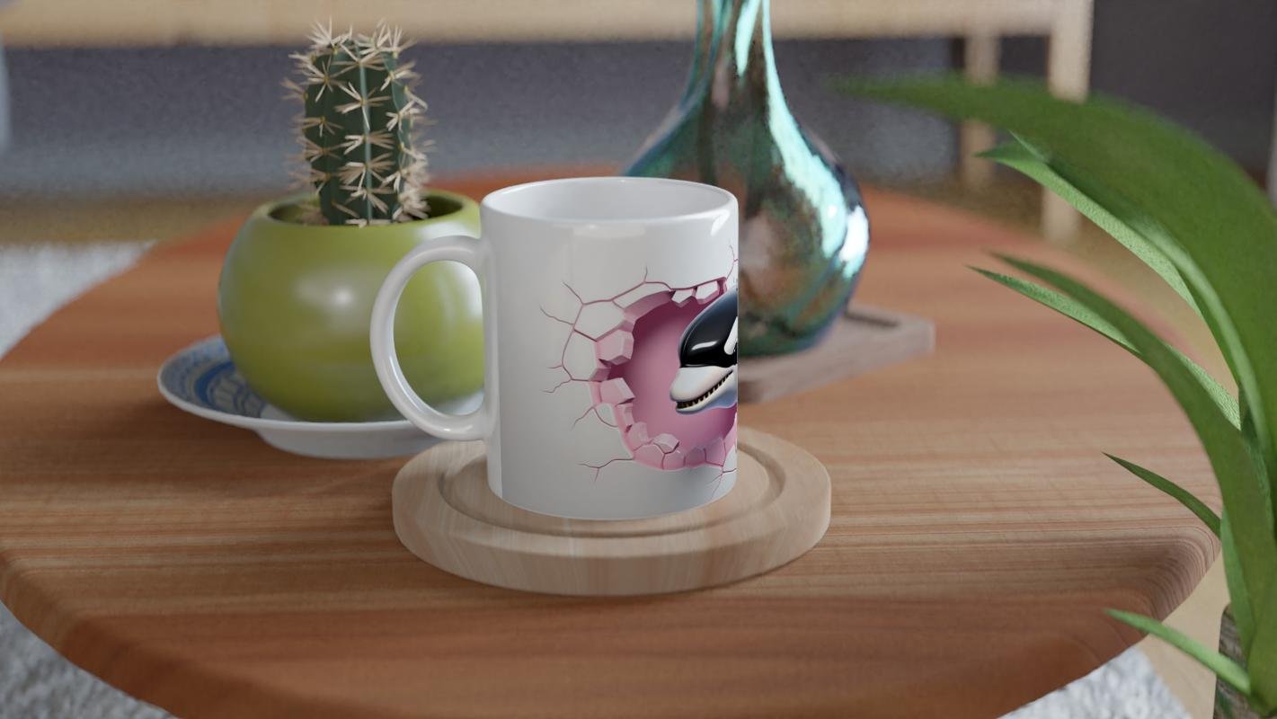 Çatlaktan Fırlayan Katil Balina (Orka) Temalı Baskılı Kupa Bardak - 4