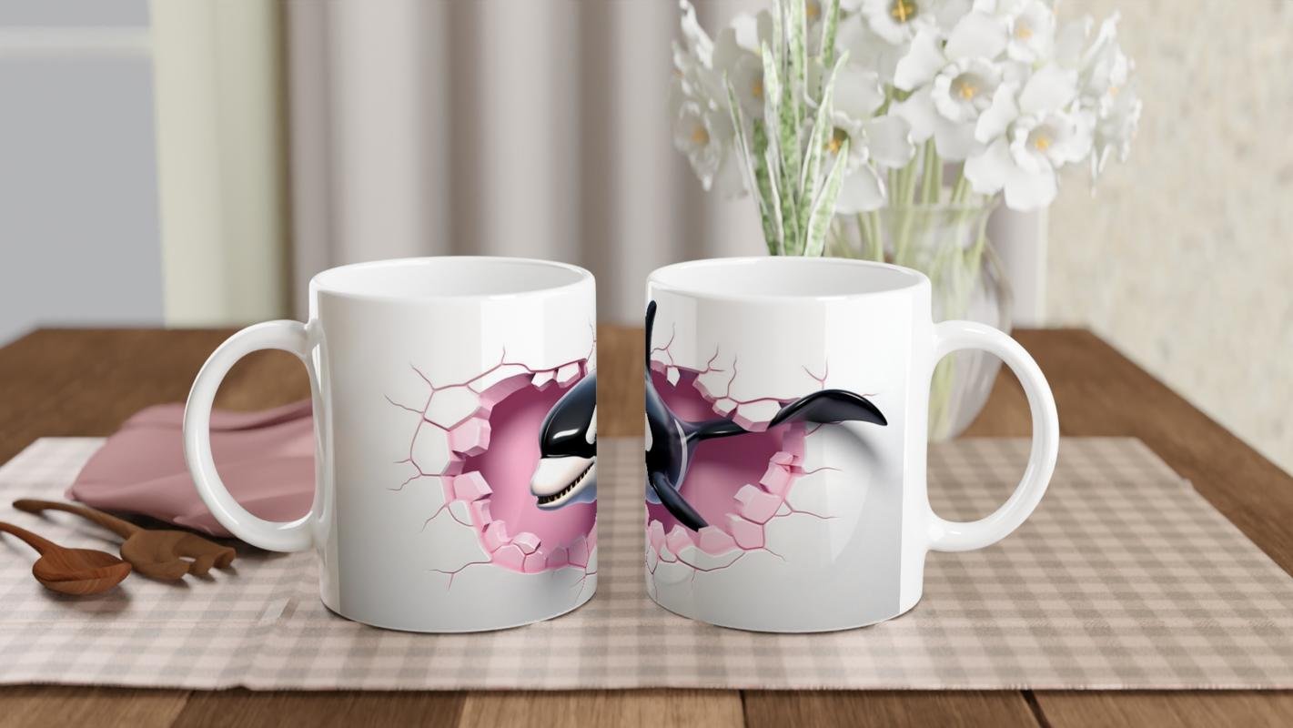 Çatlaktan Fırlayan Katil Balina (Orka) Temalı Baskılı Kupa Bardak - 5