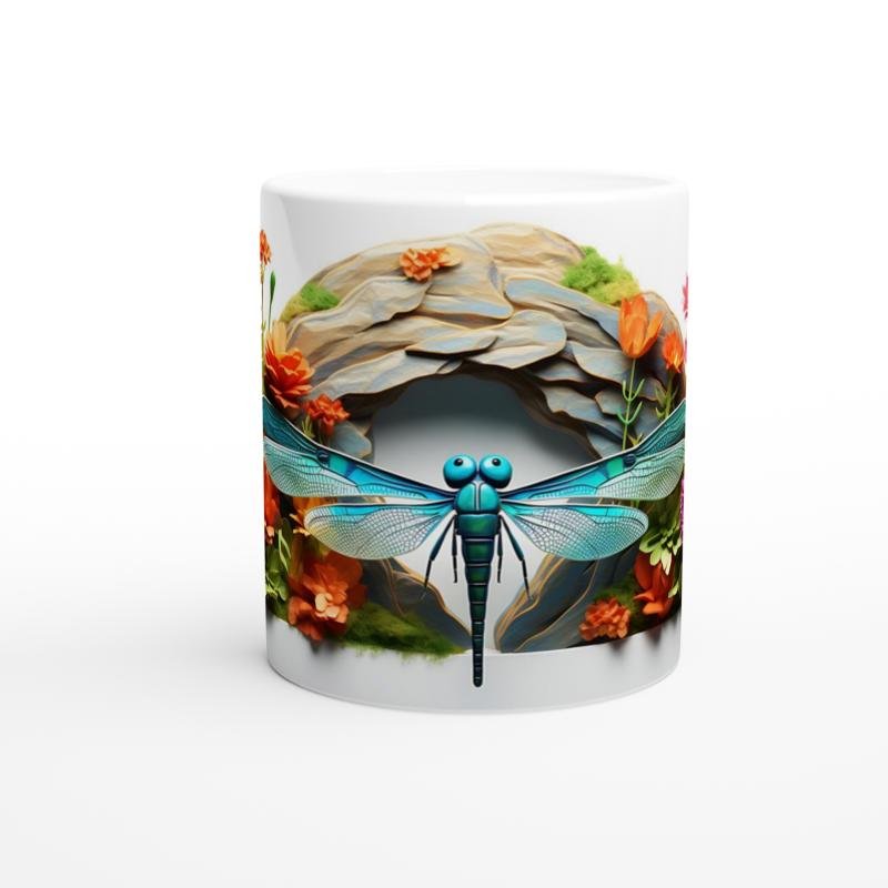 Çiçek Bahçesinde Yüzünü Gösteren Yusufçuk Temalı Baskılı Kupa Bardak