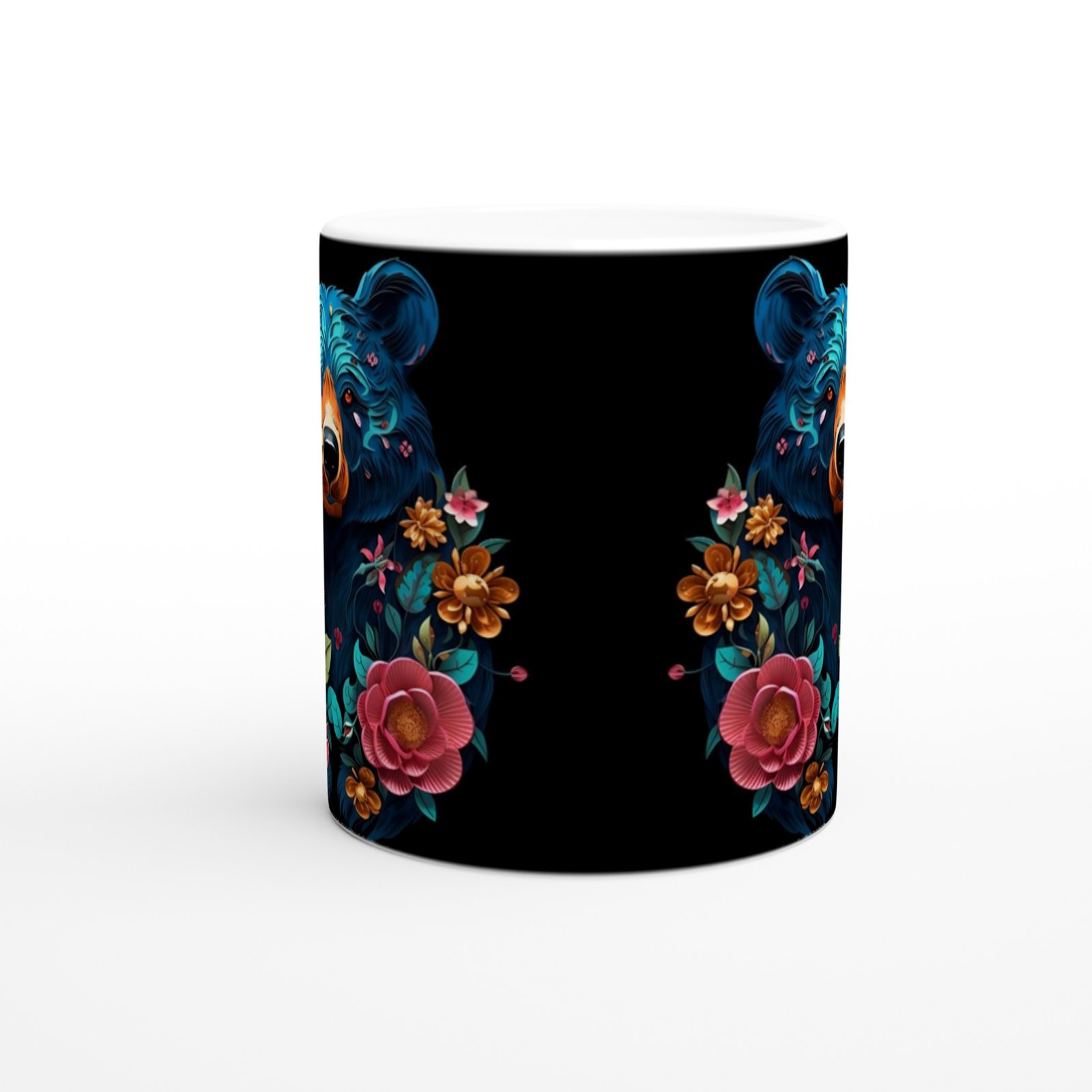 Çiçek Bahçesindeki Mavi Ayı Kupa Bardak - 2