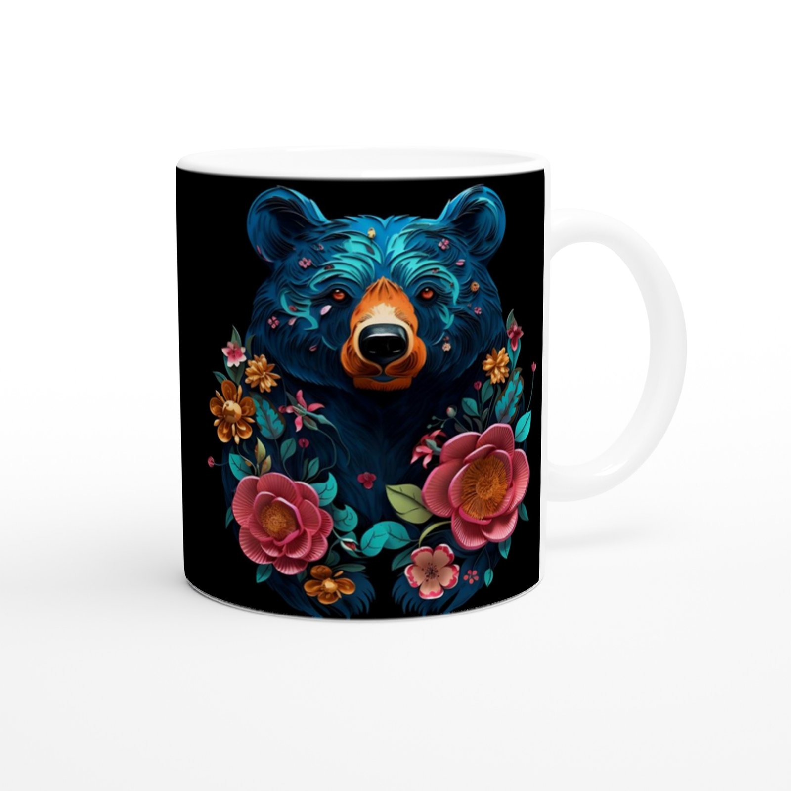 Çiçek Bahçesindeki Mavi Ayı Kupa Bardak - 3