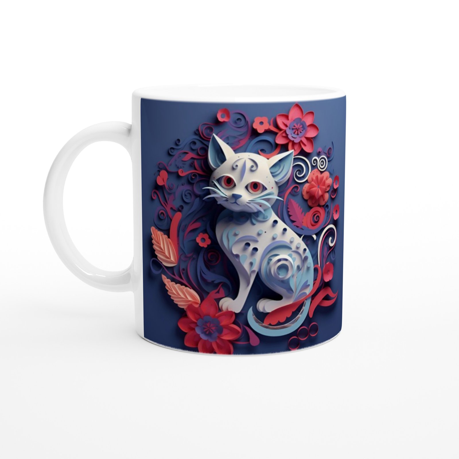 Çiçek Bahçesinin Bekçisi Kedi Kupa Bardak