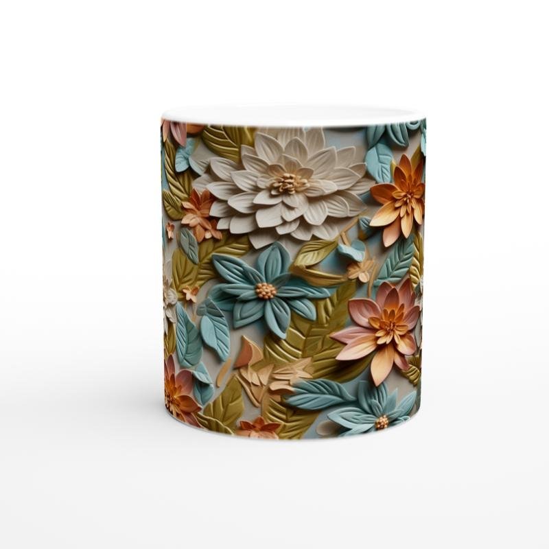 Çiçek Cümbüşü Rölyef Desenli Kupa Bardak - 2