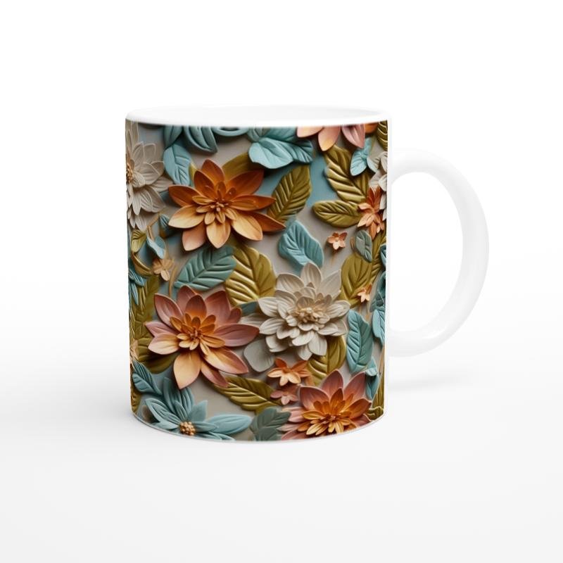 Çiçek Cümbüşü Rölyef Desenli Kupa Bardak - 3