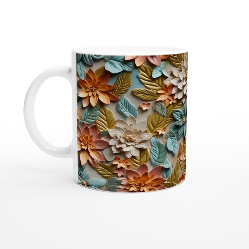 Çiçek Cümbüşü Rölyef Desenli Kupa Bardak