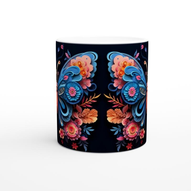 Çiçek Kanatlı Kelebek Baskılı Kupa Bardak - 2