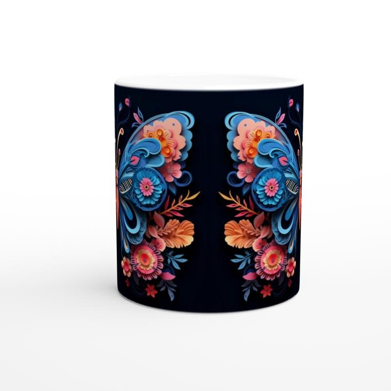 Çiçek Kanatlı Sanatsal Kelebek Kupa Bardak - 2