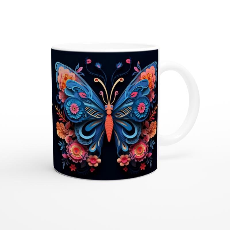 Çiçek Kanatlı Sanatsal Kelebek Kupa Bardak - 3