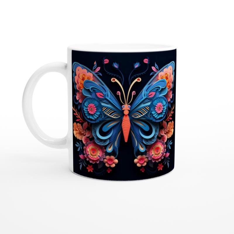 Çiçek Kanatlı Sanatsal Kelebek Kupa Bardak