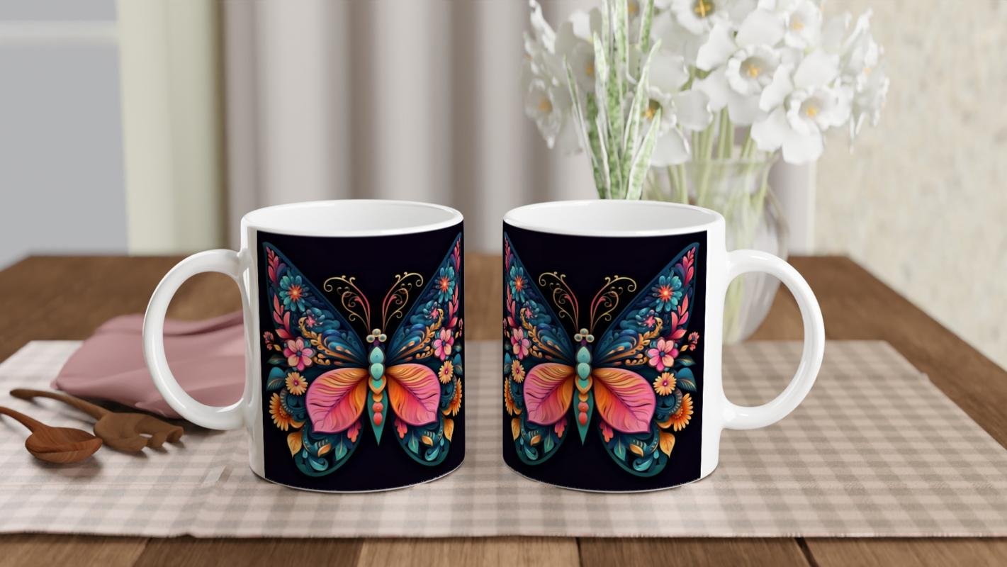 Çiçek Kanatlı Zarif Kelebek Kupa Bardak - 5