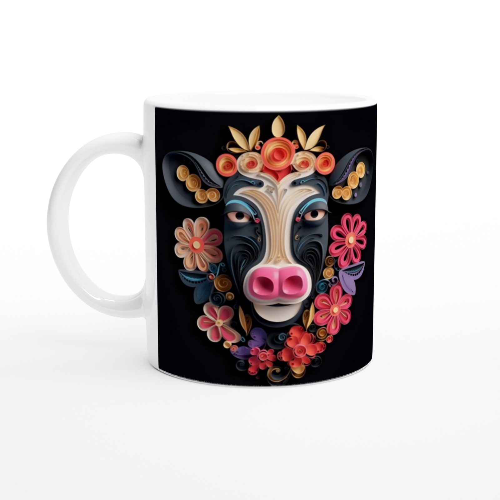 Çiçek Taçlı Neşeli İnek Kupa Bardak