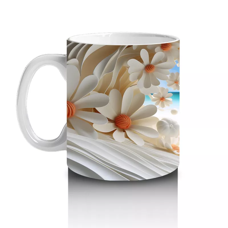 Çiçek Tünelinden Mavi Deniz Manzarası – Yaz Temalı Kupa Bardak - 2