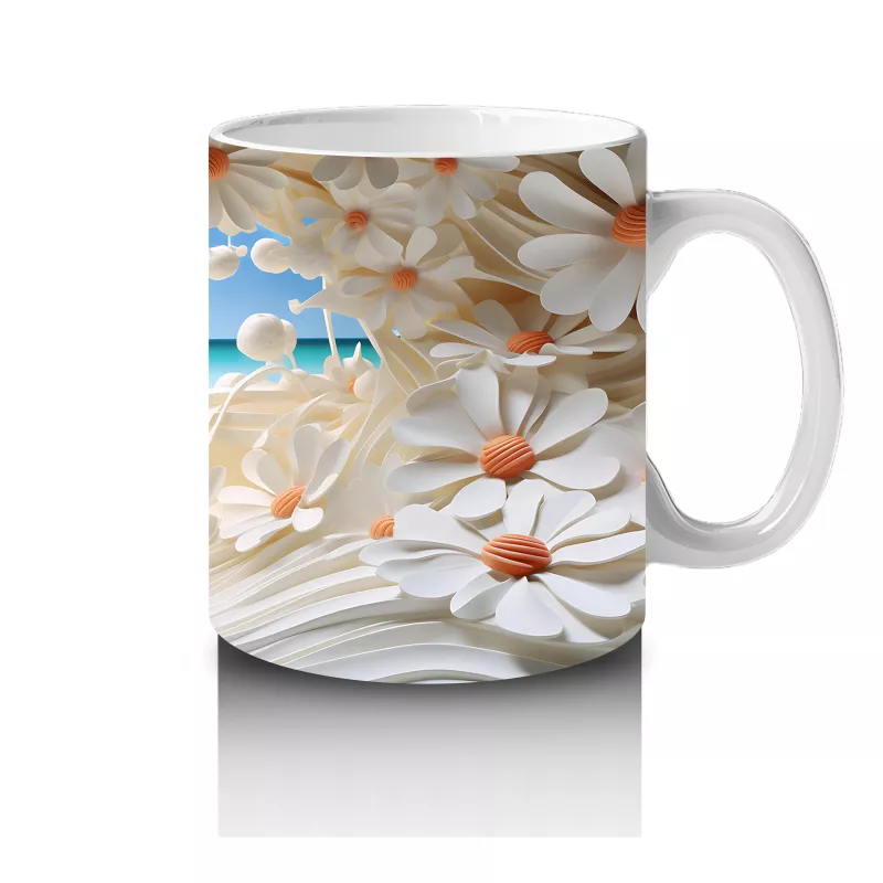 Çiçek Tünelinden Mavi Deniz Manzarası – Yaz Temalı Kupa Bardak - 4