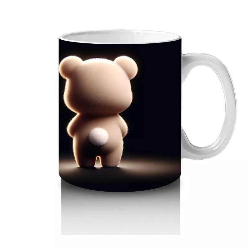 Çiçek Tutan Sevimli Ayıcık Figürü – Baskılı Kahve Kupası - 4