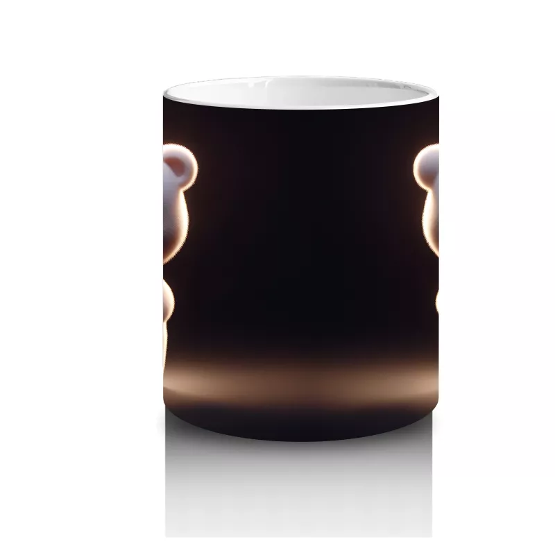 Çiçek Tutan Sevimli Ayıcık Figürü (Ön ve Arka Görünüm) - Baskılı kahve kupası - 3