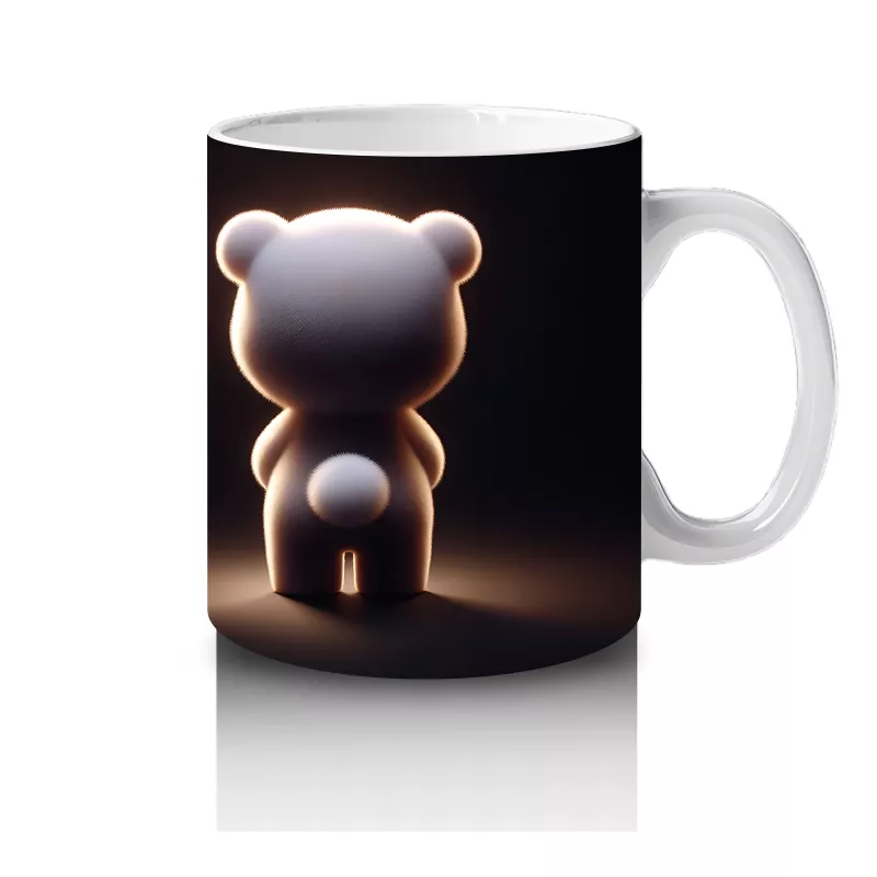 Çiçek Tutan Sevimli Ayıcık Figürü (Ön ve Arka Görünüm) - Baskılı kahve kupası - 4