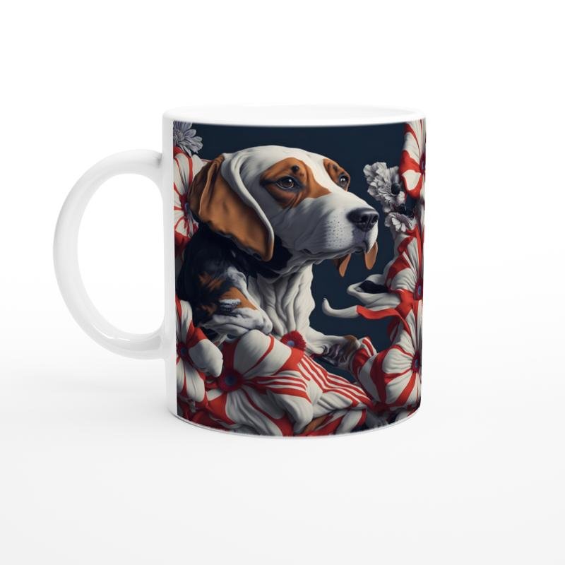 Çiçekler Arasında Basset Hound Temalı Baskılı Kupa Bardak