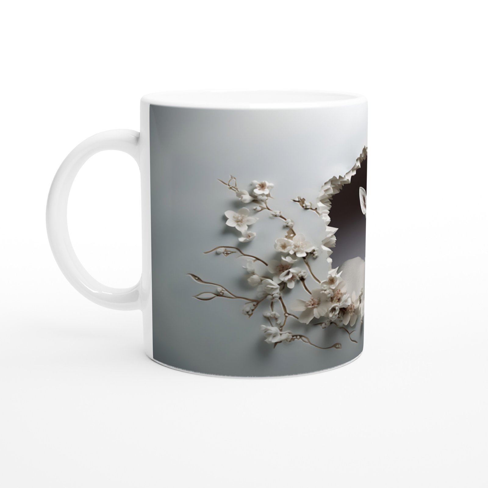 Çiçekler Arasında Beliren Beyaz Geyik Baskılı Kupa Bardak - 2