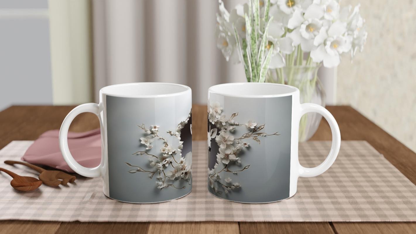 Çiçekler Arasında Beliren Beyaz Geyik Baskılı Kupa Bardak - 5