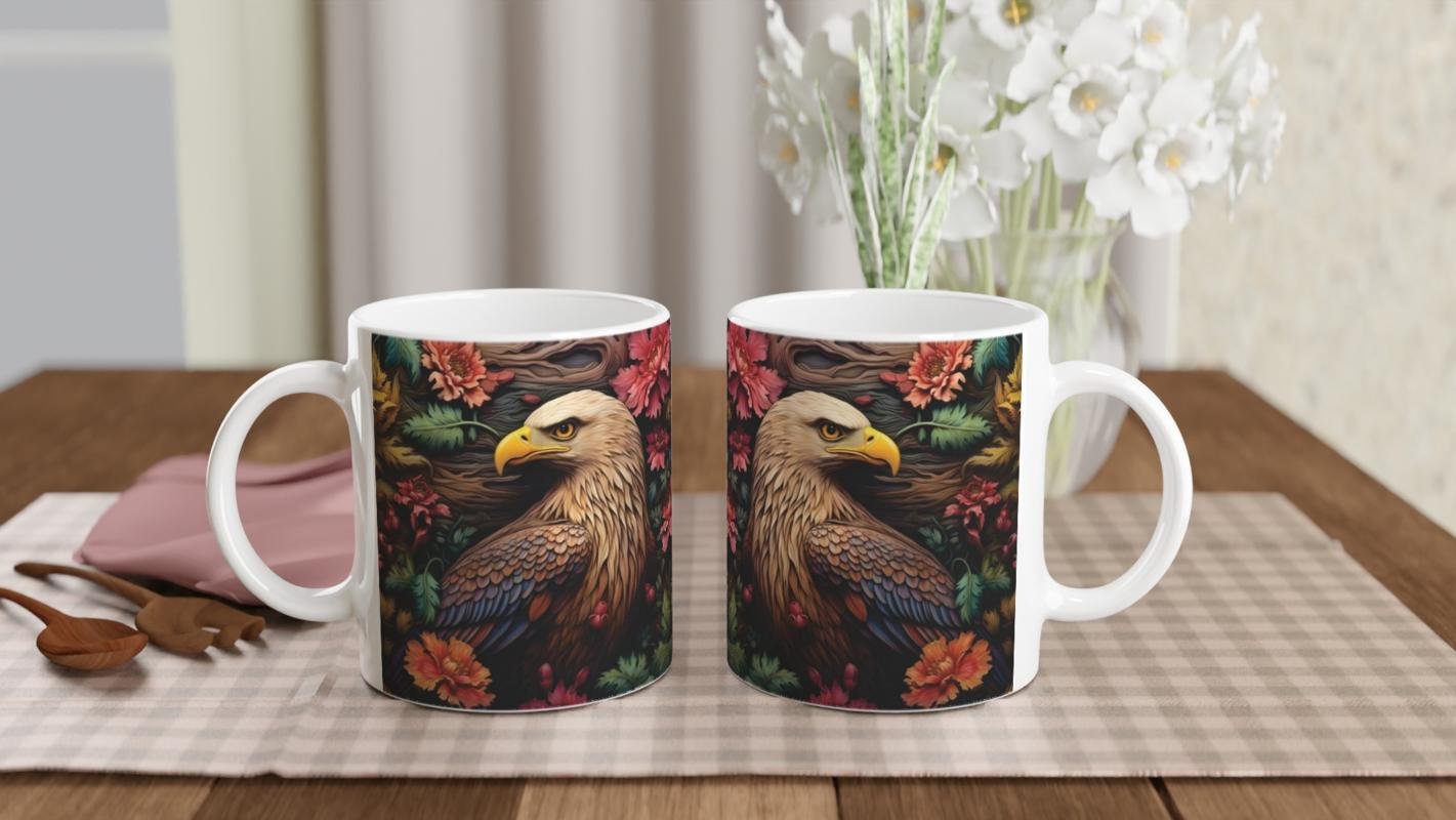 Çiçekler Arasında Kartal Gücü Kupa Bardak - 5