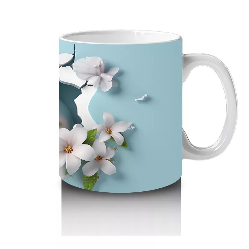 Çiçekler Arasında Neşeli Köpekbalığı – Baskılı Kahve Kupası - 4